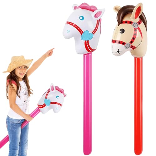 Bbiurer 2 Stück Steckenpferd Aufblasbar, 37 Zoll Hobbyhorse, Aufblasbares...