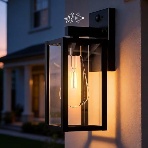 MYLAMPST Motion Sensor Dawn to Dusk Outdoor Sensor Light Fixture Anti-Rust Front Porch Light Exterior Wall Lighting Waterproof Outdoor Wall Lantern for Front Door Garage House