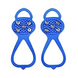 Milaloko 1 Pair (Kids Size) Crampons,Traction Cleats,Spike for Winter Walking Safety,Shoe Grips on Ice、Snow for Children Girls and Boys (Blue)