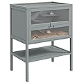 PawHut Wooden Hamster Cage with Storage Shelf, Small Animal Exercise Play House with Openable Top, for Hamsters, Gerbils, 60 x 40 x 80 cm - Grey