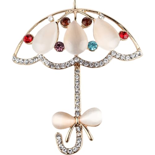Broche parapluie en strass VALICLUD pour femme | Accessoire de mode en métal 5x3 cm