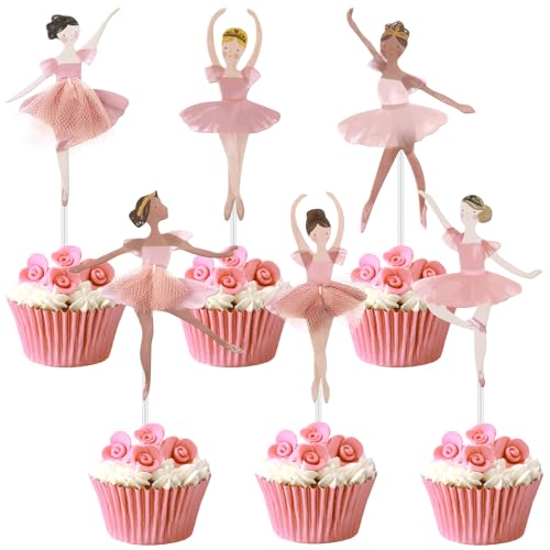 Humyoun 36 Ballerina Cupcake Kit Colorful Ballet Tutu Dancer Girls Cupcake Toppers Ballet Slipper Picks Dancing Cake Dessert Muffin Toppers for Wedding Baby Shower Birthday Party