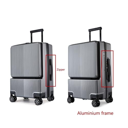Suitcase Aluminium Frame Trolley Luggage Business Travel Suitcase On Wheels Suitcase with Laptop Bag (Color : Zipper2, Size : 24inch)4