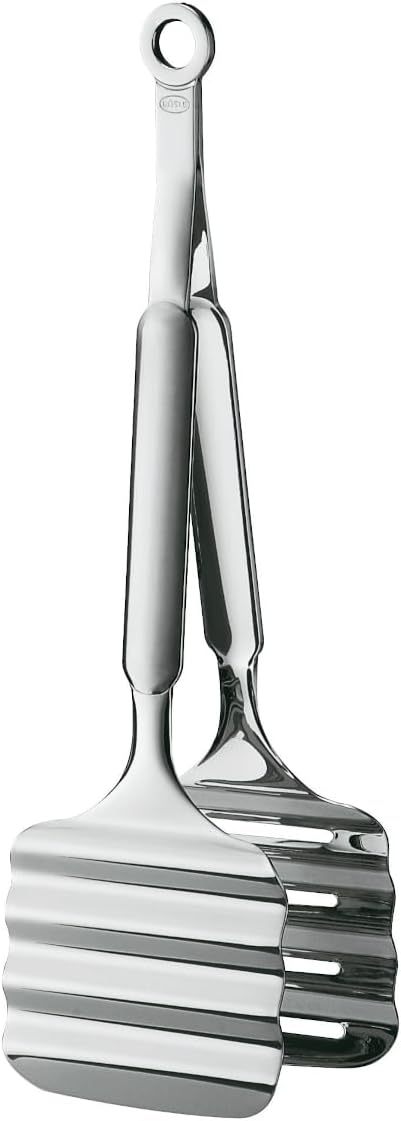 RÖSLE Fish and Asparagus Tongs, High Quality Serving Tongs with Grooves and Hanging Loop, Stainless Steel 18/10, Length 28.5 cm, Silver