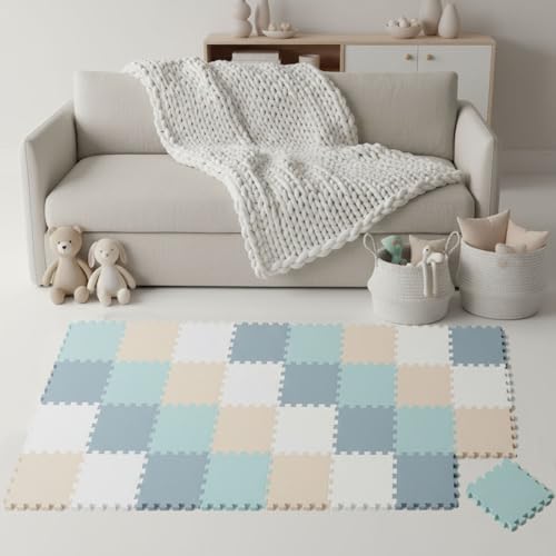 LittleTom 36 Piezas Alfombra Bebé desde el Primer Mes   30x30 cm Colchoneta de Espuma EVA Acolchada   Superficie Puzzle Antideslizante para Niños Pequeños   Suelo Protector para la Habitación Infantil