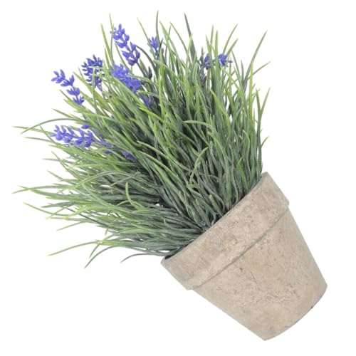 MINAOLULUS Flores Artificiales de Lavanda Azul en Maceta de PVC para Decoración Elegante en Hogares y Centros de Personas Mayores, Alivio de Fatiga Visual