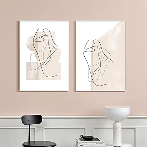 Peinture toile moderne pour habiller un mur vide avec un dessin au trait abstrait nordique