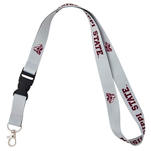 Desert Cactus Mississippi State University Lanyard Bulldogs MSU Hail State Car Keys ID Badge Holder Keychain Detachable Breakaway Snap Buckle (Gray)
