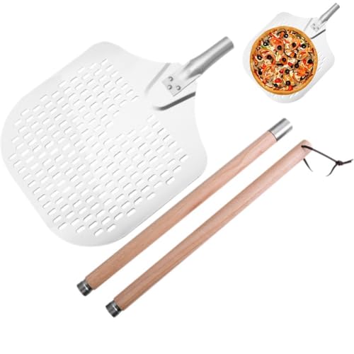 Cáscara De Pizza Perforada con Extraíble, Espátula De Metal para Pizza para Transferencia De Pizza Sin Esfuerzo Y Fácil Almacenamiento, Accesorios para Horno De Pizza Aire Libre