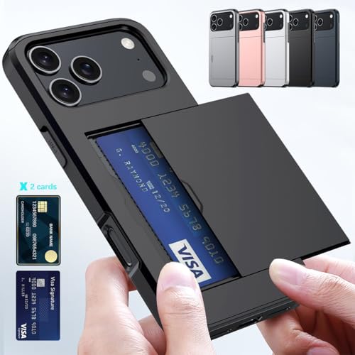 Coque iPhone 17 Pro silicone gris rigide fente carte cachée au dos - 2