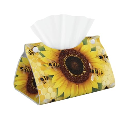 Mexpekil Sonnenblumen Bienen Leder Taschentuchbox