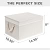 Juego de 3 contenedores de tela para organización, plegables y apilables con tapa y asas de cuerda, cubos de almacenamiento plegables ligeros con base resistente, marfil 6