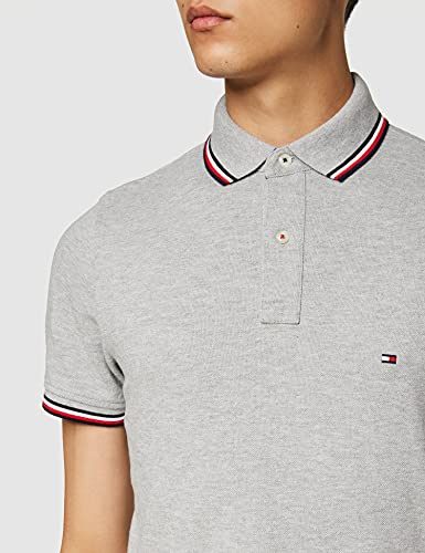 Tommy Hilfiger Polo Homme Core Tommy Tipped Slim-Fit Polo, Gris (Medium Grey Heather), L - Image 4