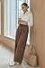 OUGES Women's Linen Maternity Pants Casual Work Adjustable Waist Straight Wide Leg Business Office Trousers with Pockets Petite(Coffee,L)