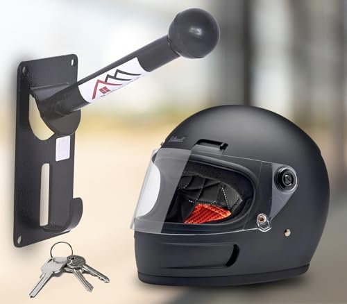 ROLLYWARE ® Open and Full face (Round Black Ball) Helmet and Jacket Hanger, Wall Mount Helmet Hook Black (1, Black)