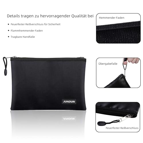Feuerfeste Dokumententasche von JUNDUN in 36×26 cm mit Hitzebeständigkeit