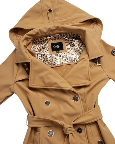 Jessica Simpson Womens Softshell Jacket - Lightweight Waterproof Polar Fleece Lined Hooded Long Belted Trench Coat3