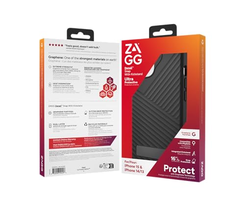 Coque graphène iPhone 15 MagSafe antichoc ZAGG Denali coque arrière 6.1