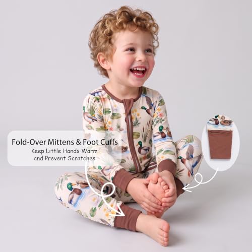 Tulivie Ultra-Soft Bamboo Viscose Footie Jumpsuit for Baby Boys & Girls (Mallard Duck,9-12M) - image 5
