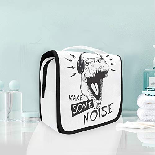 Preisvergleich Produktbild Kosmetiktasche Reise Hängen Kulturbeutel Dinosaurier Musik Muster Reise Aufbewahrungstasche Tragbaren Organizer Fall für Frauen Make-Up Tasche Tasche