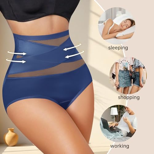 Image of Women Tummy Control Underwear,High Waisted Shapewear Panties,Silky Soft Full Coverage Stretch Ladies Brief Multipack