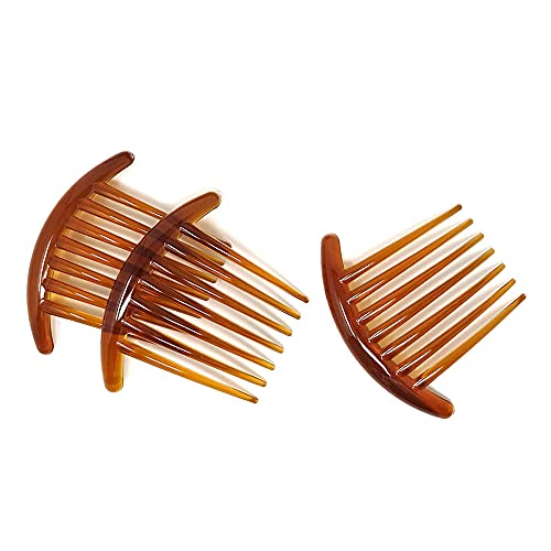 ANCLLO Lot de 2 peignes à cheveux à 7 dents pour femme Marron