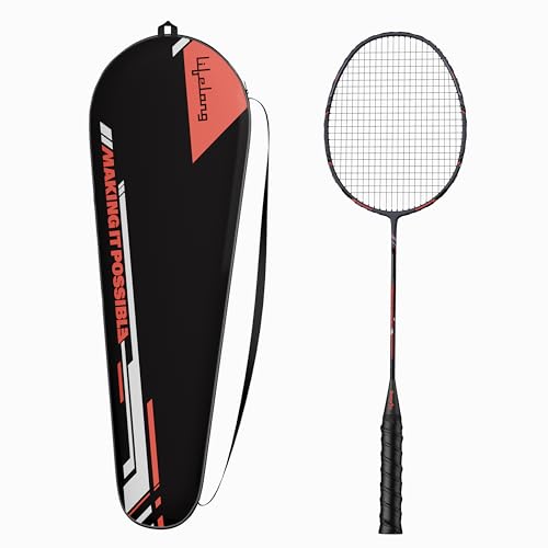 Image of Lifelong Aluminium Alloy Fully Strung Badminton Racket | 90g Lightweight Badminton Racquet for Beginners | Jointless Shaft | High Durability | Black