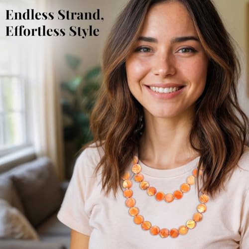 SHOP LC DELIVERING JOY Long Beaded Necklaces for Women - Boho Necklaces for Women Chunky Western Shell- Colorful Beads Beachy Summer Costume Jewelry - Anniversary Engagement Gifts for Her 46 Inches4