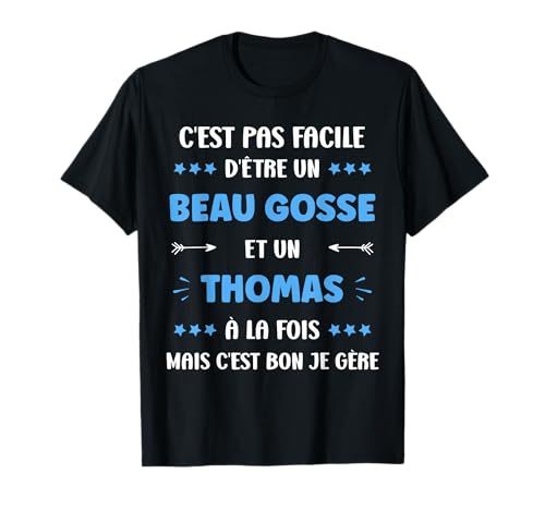 Photo de Beau gosse Super Thomas garçon prénom Humour T-Shirt Noir Homme Thomas S