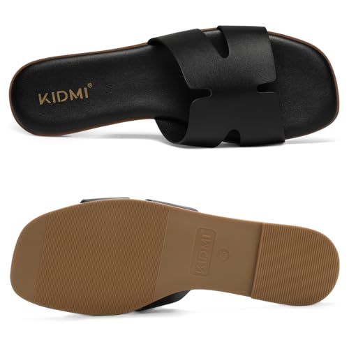 Image of KIDMI Women's Dressy Flat Sandals, Comfortable Slip On Summer Slides, Fashion Open Toe Casual Sandals