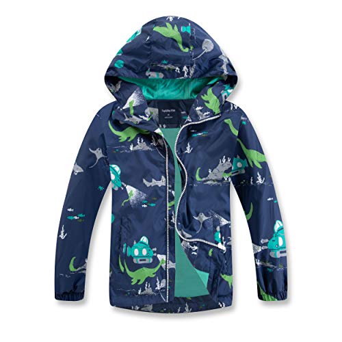 MGEOY Boys Rain Jackets Lightweight Waterproof Hooded Cotton Raincoats Windbreakers for Kids 10/12