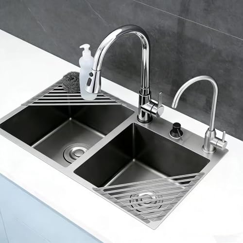 2-Piece Triangle Dish Drainer Rack Set - Foldable Roll-Up Design, Stainless Steel Over-Sink & Kitchen Counter Drying Rack with Non-Slip Silicone