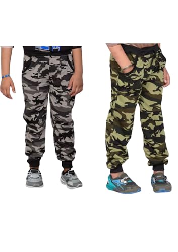 Image of Kids Boys and Girls Cotton 2 Side Pocket Army Print Regular Fit Ankle Length Track Pant Lower.