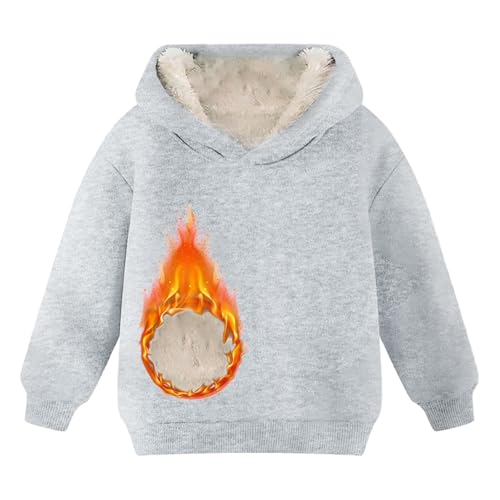 Youth Boys Girls Winter SherpaLined Hoodie Fleece Thicken Pullover Hooded Sweatshirt Basic Solid Clothes for Kids Toddler2