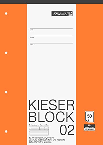 3er Pack Kieserblock 02 'BRUNNEN' 50 Blatt / Lineatur 02 - DinA4 / 80 g