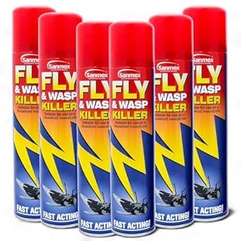 Sanmex Fly & Wasp Killer Spray 6 Pack (300ml Each) Fast-Acting Insecticide Aerosol for Flies Wasps Mosquitoes & Flying Insects Household Pest Control Spray - Aldbury Goods