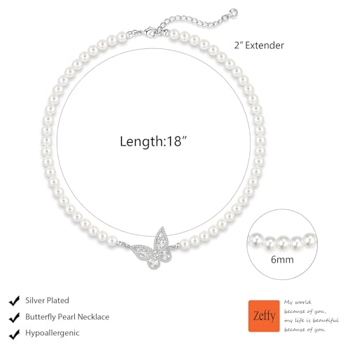 Image of Zeffy Pearl Necklace 4MM /6MM /8MM Dainty Round Imitation Pearl Choker Necklace Wedding Pearl Necklace Delicate Jewelry for Women Simple Bridesmaid Jewelry Gifts