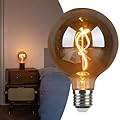 OMED Decorative Globe Large Oversized LED Edison Light Bulb, G125/G40 E26 Dimmable Smoke Grey Round Vintage Mirror Reflective Bulb, 40W 2200K 150LM Warm White Pendant Bulb for Bedroom, Kitchen Island