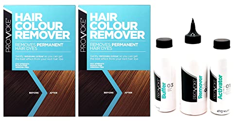 Provoke Hair Colour Remover (Pack of 2) Max Strength - Gloves and Instructions Included – Removes Unwanted Permanent Hair Dye Colour, Restores Natural Hair Colour
