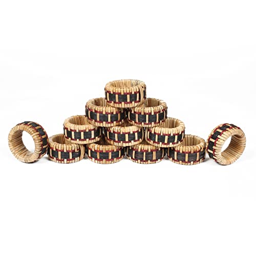 Light & Pro Natural Rattan Napkin Rings for Place Settings - Napkin Rings Perfect for Home, Kitchen, Dining Room, Dinner Parties, Lunch, Picnics, Holidays, Weddings, Buffet Table - Pack of 12 - Beige