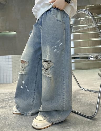 Boys' Baggy Jeans Casual Elastic Waist Loose Denim Pants with Pockets 6-16 Years2