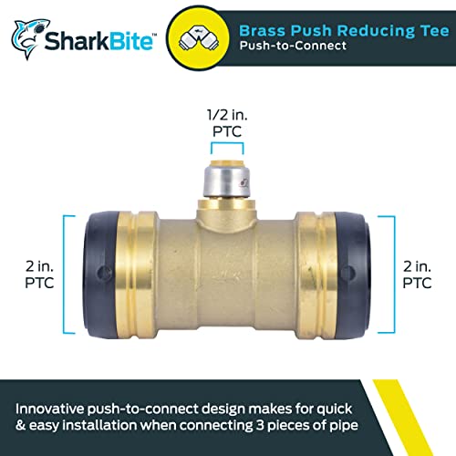 Camiseta reductora SharkBite de 2" para conectar ramales de 1/2" en tuberías CPVC y cobre 3