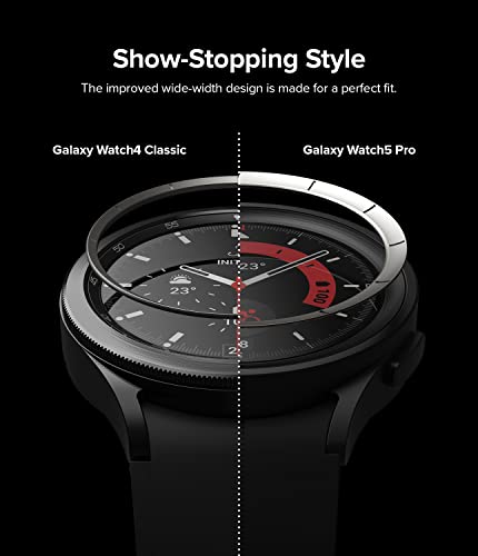 Image of Ringke Inner Bezel Styling Compatible with Samsung Galaxy Watch 5 Pro 45mm, Stainless Steel Anti-Scratch Inner Bezel Ring Protective Cover - 45-IN-01 (ST) Silver