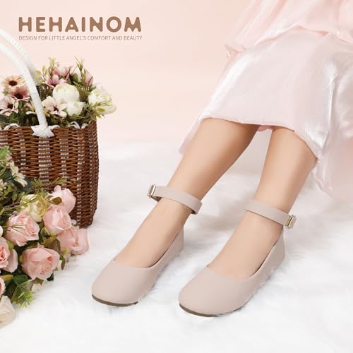 Hehainom Girls Dress Shoes Wedding Party School Ankle Strap Ballet Flats Shoes Little Big Kids Flower Girl Shoes3