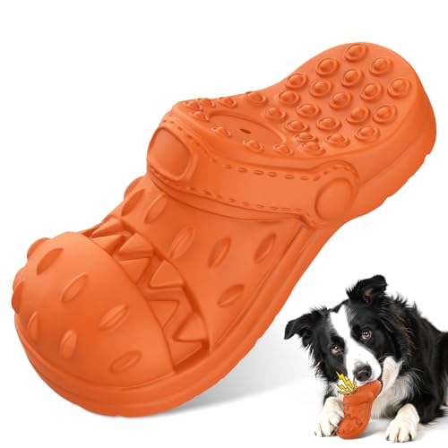 Jewyow Hundespielzeug Unzerstörbar, Kauspielzeug aus Naturkautschuk, Langlebiges & Flexibles Spielzeug mit Rinderaroma, Für Starke Kauer & Auslastung, Für Mittelgroße & Große Hunde (Orange)
