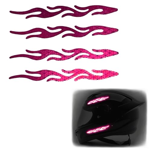 Image of customTAYLOR33 High-Intensity Grade Premium Reflective Tribal Flame Helmet Decals, Motorcycle Safety Sticker Decals (Special Edition Hot Pink)