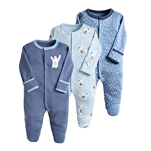 Bebé Pijama Pack de 3, Pelele de Algodón Niño Niña Mameluco Manga Larga Monos, Perfecto para Regalo 0-3 Meses Cover