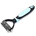 CeleMoon [Dematting Comb] Pet Dematting Comb/Rake Dual Sided 6 + 11 Teeth, Professional Undercoat Fur Grooming Rake Knot Cutter for Cats & Dogs (Blue)