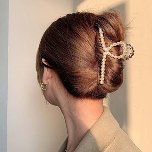 ANNACREATIONS Golden Large Metal Pearl Hair Clutcher hair Claw Hair Accessories For Women Girls (Pack Of 1) Large - Image 3