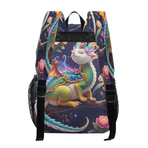 Cute Dragon Blossom Wing Flower Clear Backpack Heavy Duty See Through Transparent PVC BookBag for Kids Boy Girl School Work3